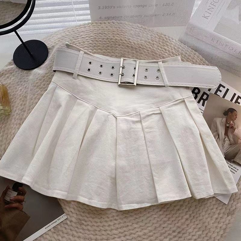 High-Waisted Pleated Skirt For Women 2025 Autumn New Korean Style Student Pink Versatile Slimming Look Anti-Exposure Short Skirt - Image 1