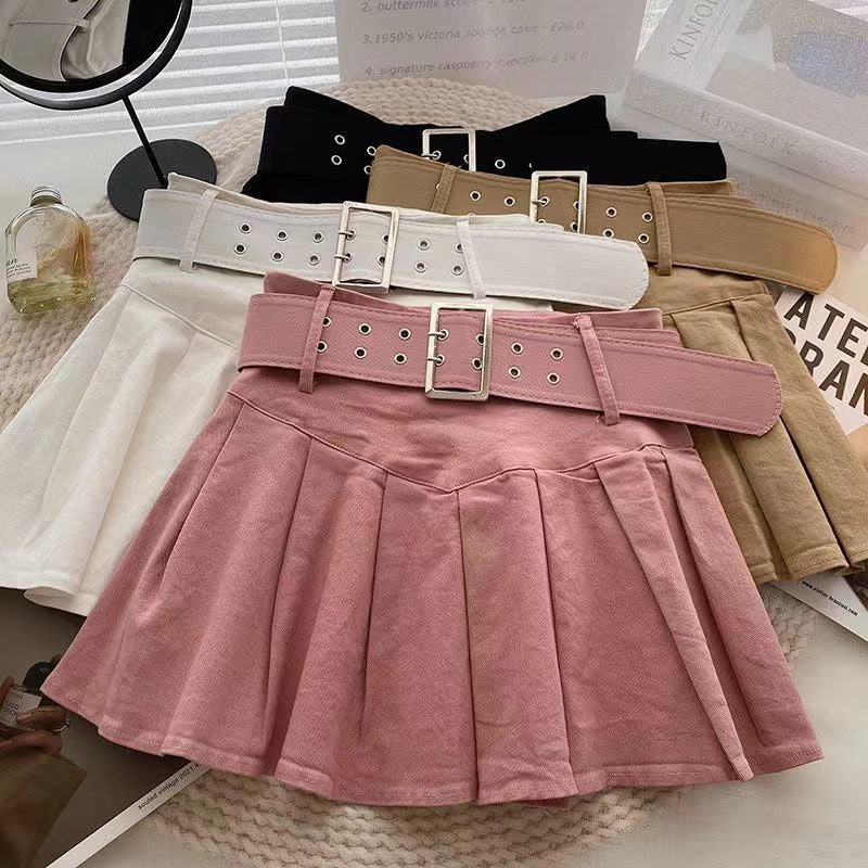 High-Waisted Pleated Skirt For Women 2025 Autumn New Korean Style Student Pink Versatile Slimming Look Anti-Exposure Short Skirt - Image 2