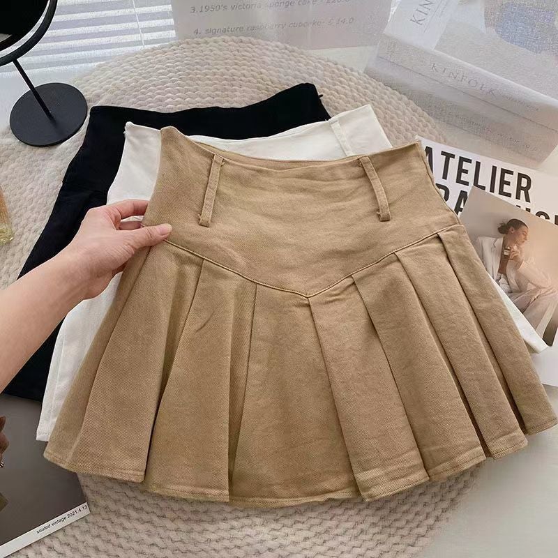High-Waisted Pleated Skirt For Women 2025 Autumn New Korean Style Student Pink Versatile Slimming Look Anti-Exposure Short Skirt - Image 3