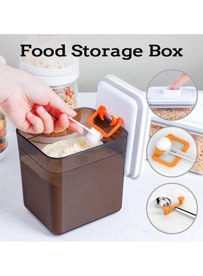 Lightproof Sealed Container for Storing Baby Milk Powder, Coffee Beans, Snacks, Cereal, Fruit, and Food - Durable On-the-Go Baby Formula Dispenser, Deteriorate-proof, Leak Proof Airtight Crisper, Portable Silicone Food Storage Container with Lid & Scraper, Brown 1L - Image 1