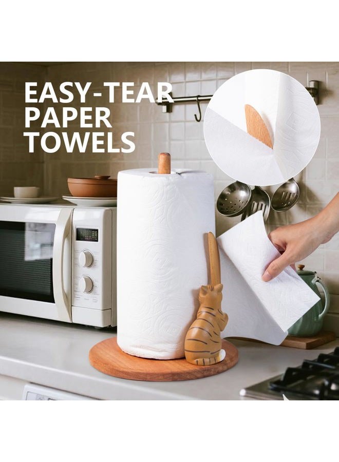 Craftmastudio Cat Wooden Paper Towel Holder,9.5" Large Thicken Base Wood Kitchen Tissue Holder, Freestanding Paper Towel Holders, Suitable for Farmhouse, Kitchen Countertop Decorative Paper Towel Holder (cat) - Image 5