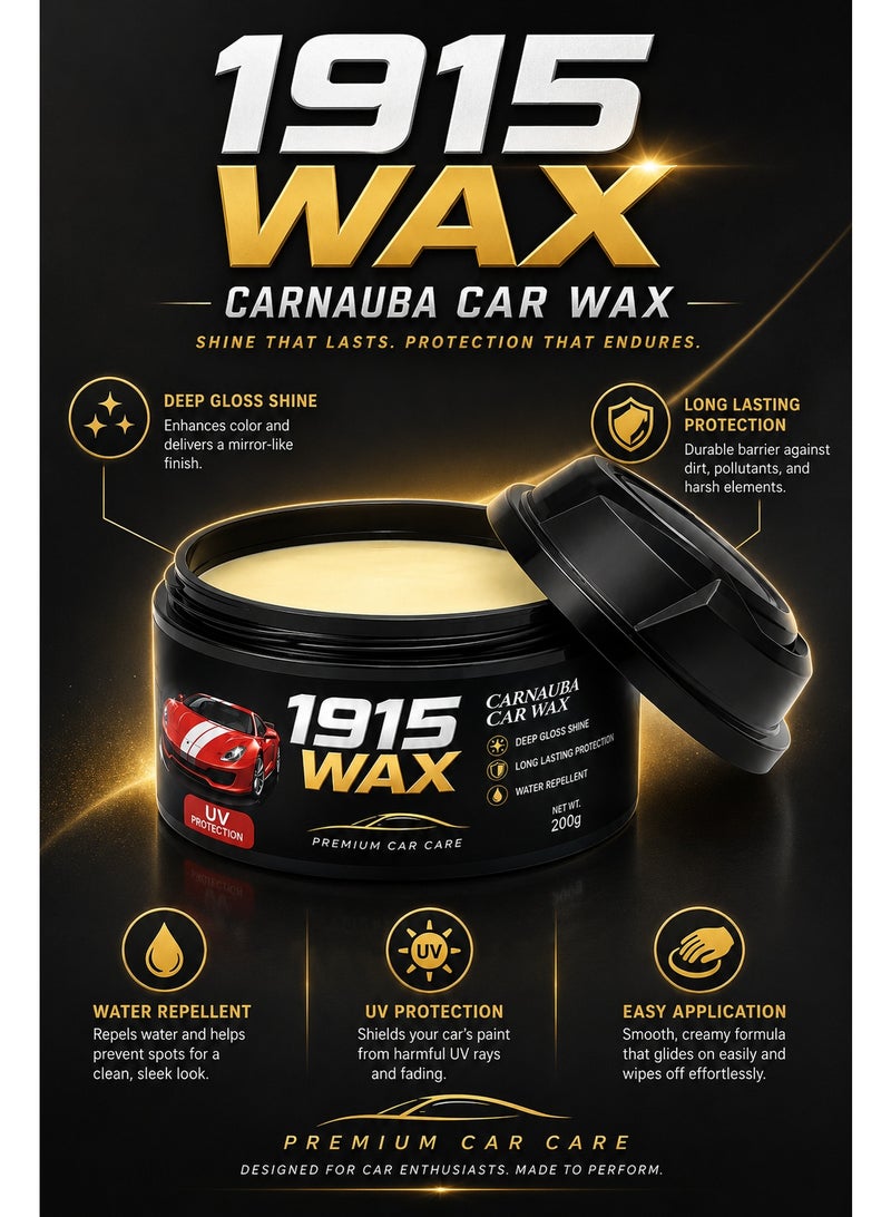 شمع كارنوبا للسيارات Wax سعة 200 جرام، شمع تلميع فاخر يمنح لمعان عميق وحماية طويلة ومظهر مقاوم للماء وسهل الاستخدام - Image 4