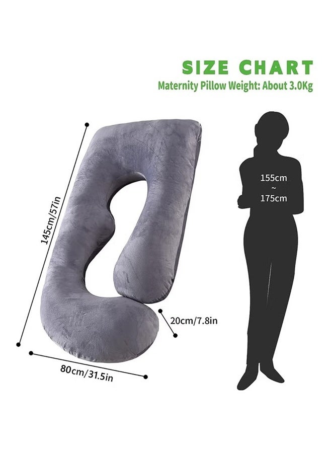 Pregnancy Pillow for Sleeping U Shaped Full Body Maternity Pillow Crystal Velvet with Removable Cover Full Body Pillow Support for Back Hips Legs Belly - Image 5