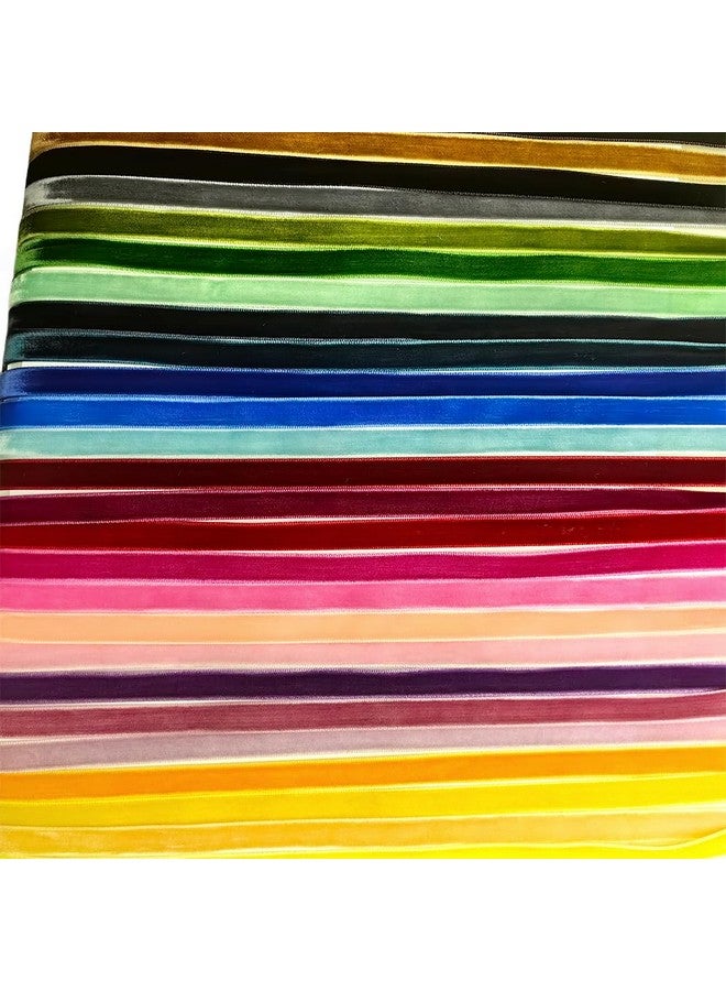 Chenkou Craft 30 Yards 3/8" Velvet Ribbon Total 30 Colors Assorted Lots Bulk (Multicolored, 3/8"(10mm)) - Image 5