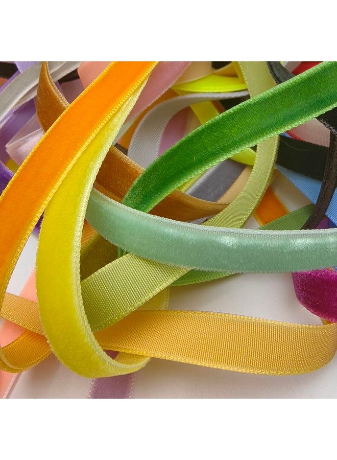 Chenkou Craft 30 Yards 3/8" Velvet Ribbon Total 30 Colors Assorted Lots Bulk (Multicolored, 3/8"(10mm)) - Image 4