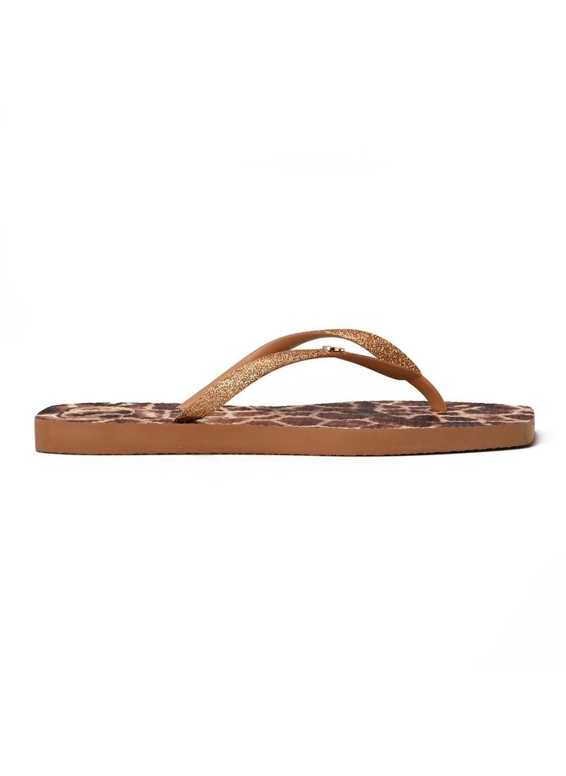 Carmen Steffens Printed Flip-Flop CS Tan