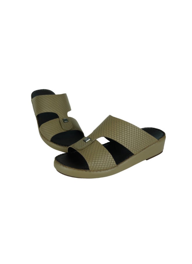 barjeel uno - 008-3520 Barjeel Mens Arabic Sandals  B-2024 Beige - Image 1
