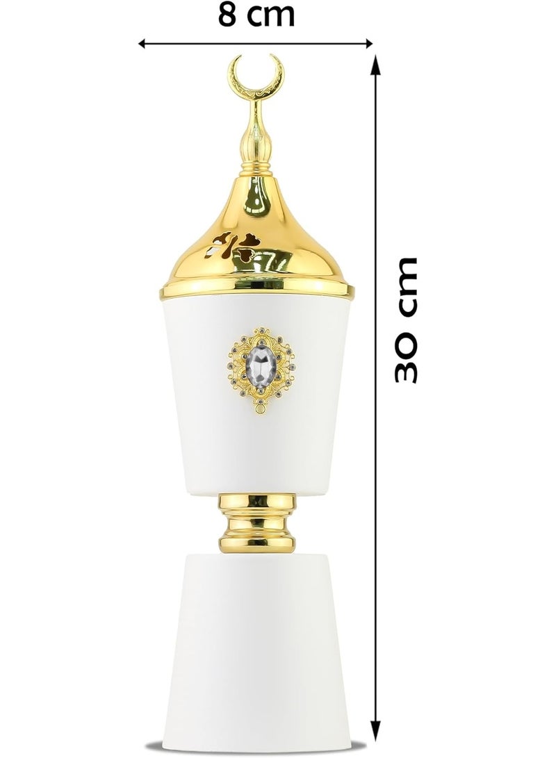 Charcoal Incense Burner, Bakhoor Burner, Oud Frankincense Incense Burner, Vintage Arabic Burner, Suitable For Arabian Oud, Yoga, Spa and Aromatherapy, Office & Home Decor White & Gold (Style 29) - Image 2
