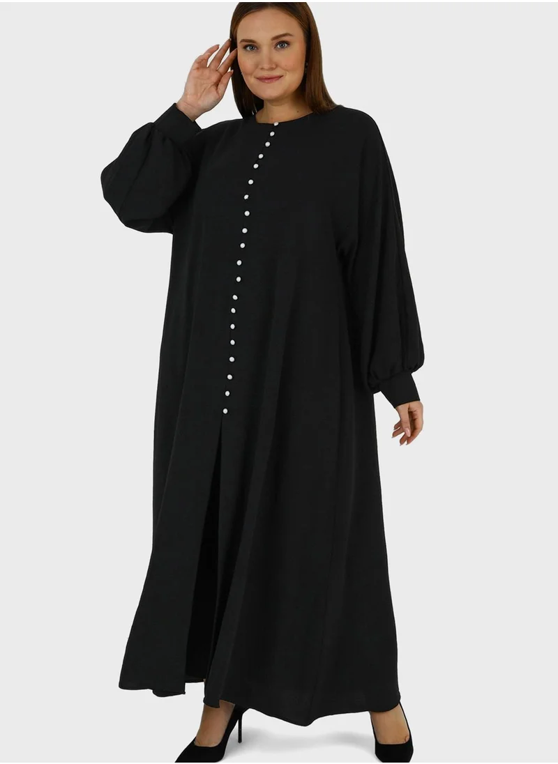 Alia by modanisa Puff Sleeve Button Down Dress