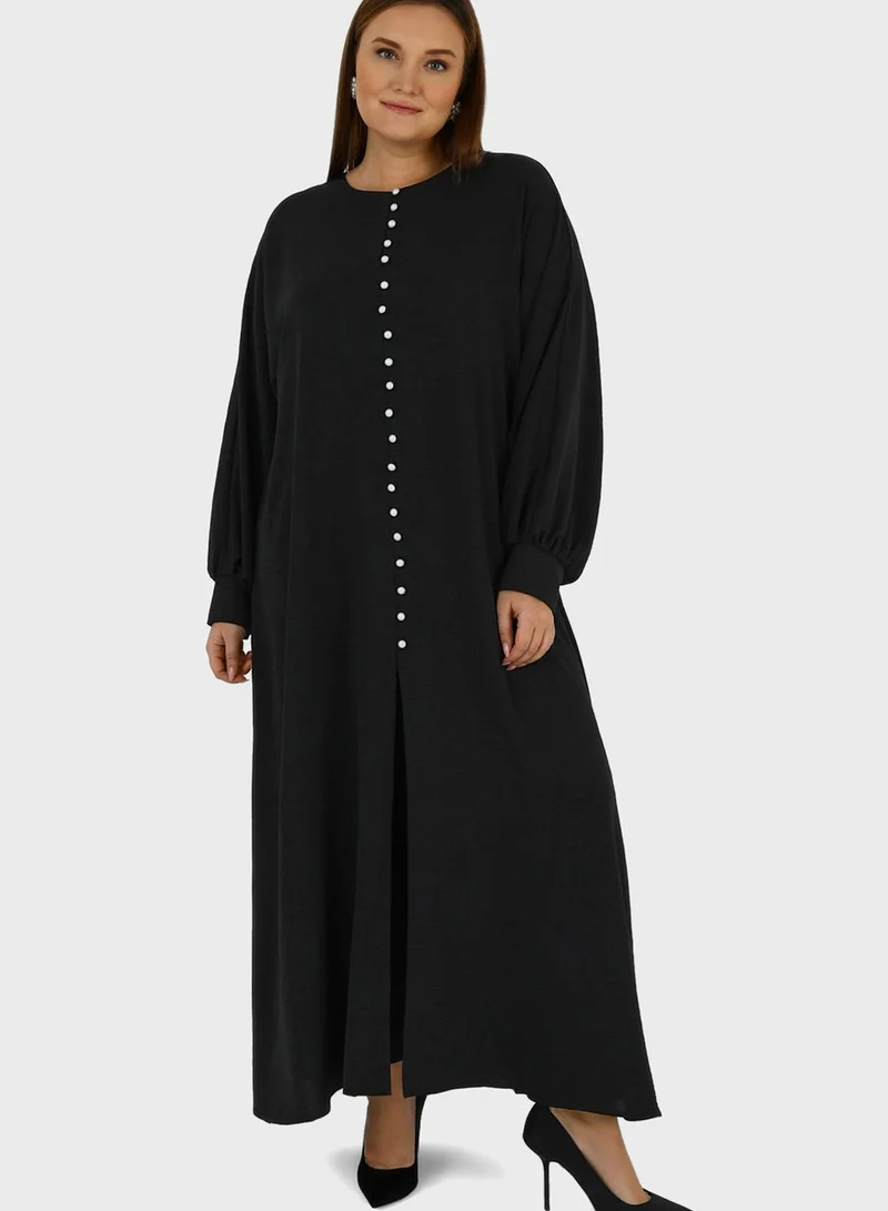 Alia by modanisa Puff Sleeve Button Down Dress