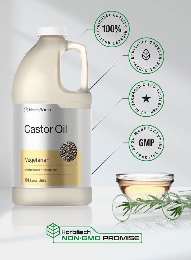 Horbäach Castor Oil 64 oz | Nourish Hair, Eyelashes, & Eyebrows | Hexane Free & Cold Pressed | Vegetarian, Non-GMO Formula - Image 5