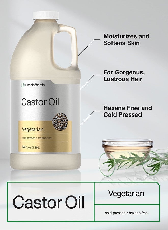 Horbäach Castor Oil 64 oz | Nourish Hair, Eyelashes, & Eyebrows | Hexane Free & Cold Pressed | Vegetarian, Non-GMO Formula - Image 3