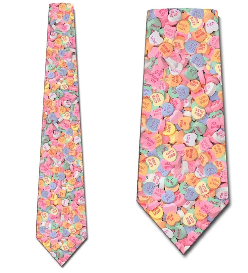 Three Rooker Valentines Day Ties Candy Heart Mens Necktie - Image 2