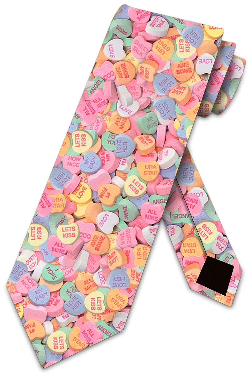Three Rooker Valentines Day Ties Candy Heart Mens Necktie - Image 1