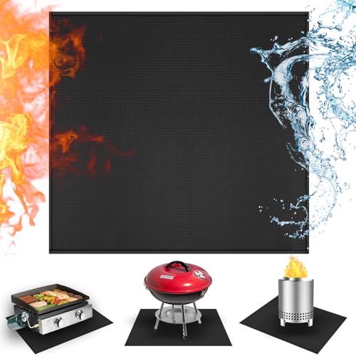 Amerbro 24x24in Heat Resistant Grill Mats for Outdoor Tabletop Grill to Protect Your Prep Grill Table, Heat Resistant Mats for Countertop, Fireproof & Water Proof & Oil Proof Tabletop Fire Pit Mat-Black-1mm - Image 1