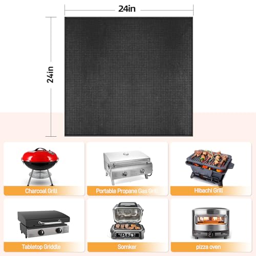 Amerbro 24x24in Heat Resistant Grill Mats for Outdoor Tabletop Grill to Protect Your Prep Grill Table, Heat Resistant Mats for Countertop, Fireproof & Water Proof & Oil Proof Tabletop Fire Pit Mat-Black-1mm - Image 5