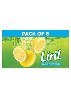 Liril Lemon & Tea Tree Natural Bathing Soap For Body 125 G (Combo Pack Of 6) Refreshing Bath Soap Bar For Men & Women - Sulphate Free|| Paraben Free  - Image 1