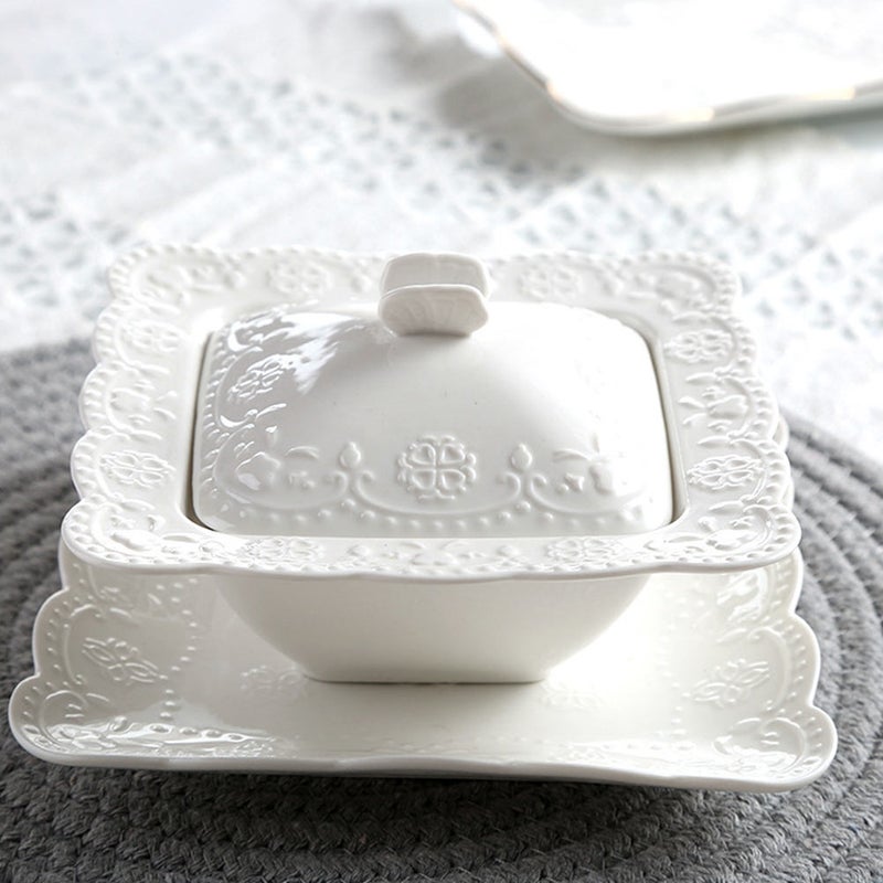 1 Set Soup Bowl with Spoon Stewing Pot Household Soup Breakfast Bowl - Image 1