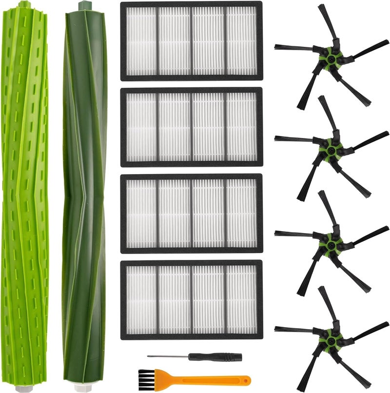 BlueStars Replacement Accessories Parts Kit For iRobot Roomba s9 9150 s9+s9 Plus 9550 Series Robot Vacuum Cleaner | 2 Multi-Surface Rubber Brushes 4 Filters 4 Side Brushes - Extra Cleaning Tool - by - Image 1