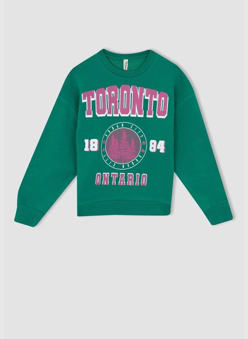 DeFacto Girl Regular Fit Crew Neck Long Sleeve Knitted Sweatshirt