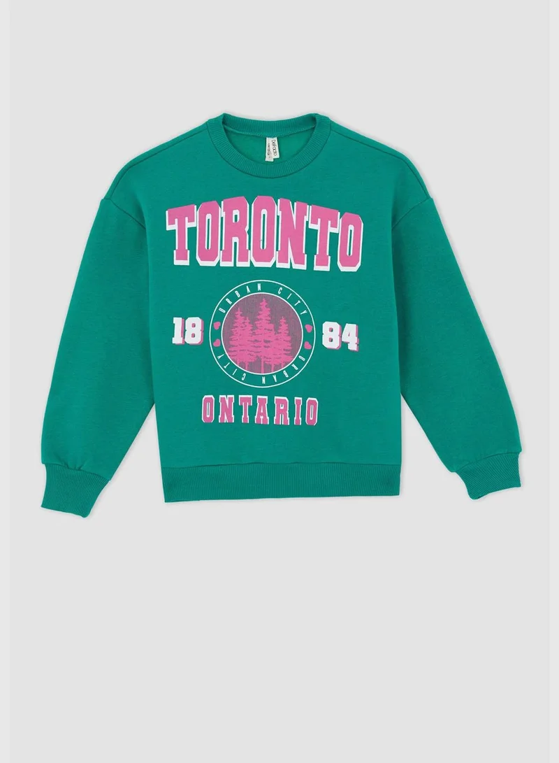 DeFacto Girl Regular Fit Crew Neck Long Sleeve Knitted Sweatshirt
