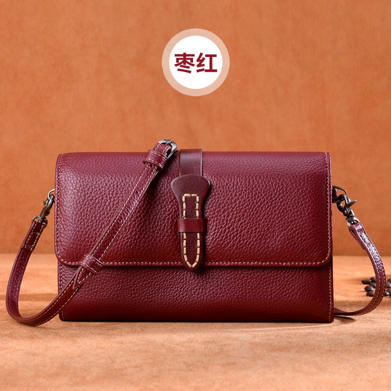 Genuine Leather Women'S Bag Bag Women'S Top Layer Cowhide Women'S Shoulder Crossbody Bag Korean All-Match Small Square Bag - Image 1