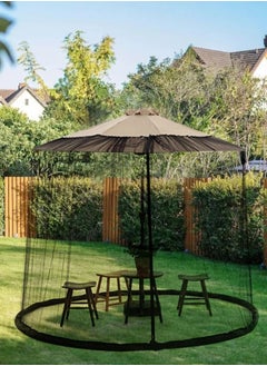 Patio Umbrella Outdoor Table Bug Screen Mesh Black Mosquito Net Canopy Curtains Adjustable Enclosure Large Umbrella Hanging Tent 100% Polyester Light Weight Mosquito Netting