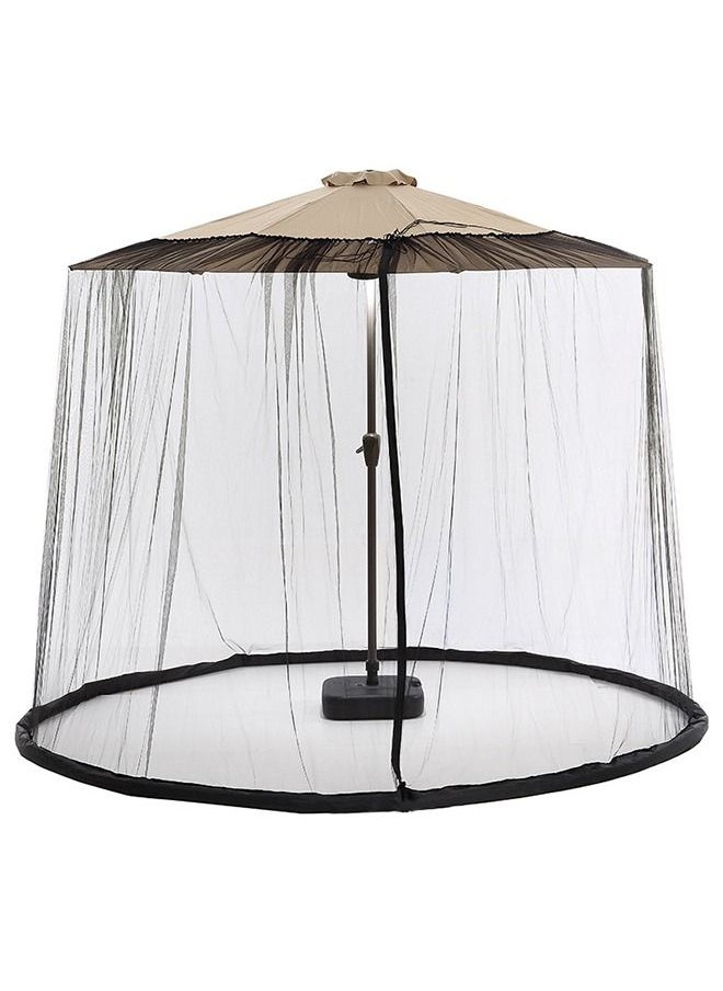 XiuWoo - Patio Umbrella Outdoor Table Bug Screen Mesh Black Mosquito Net Canopy Curtains Adjustable Enclosure Large Umbrella Hanging Tent 100% Polyester Light Weight Mosquito Netting - Image 1
