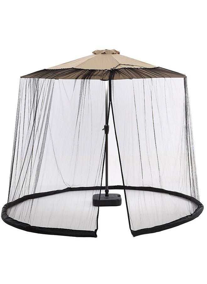 XiuWoo - Patio Umbrella Outdoor Table Bug Screen Mesh Black Mosquito Net Canopy Curtains Adjustable Enclosure Large Umbrella Hanging Tent 100% Polyester Light Weight Mosquito Netting - Image 1
