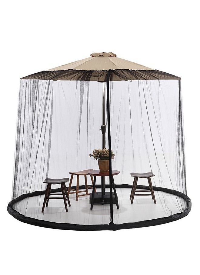 XiuWoo - Patio Umbrella Outdoor Table Bug Screen Mesh Black Mosquito Net Canopy Curtains Adjustable Enclosure Large Umbrella Hanging Tent 100% Polyester Light Weight Mosquito Netting - Image 1