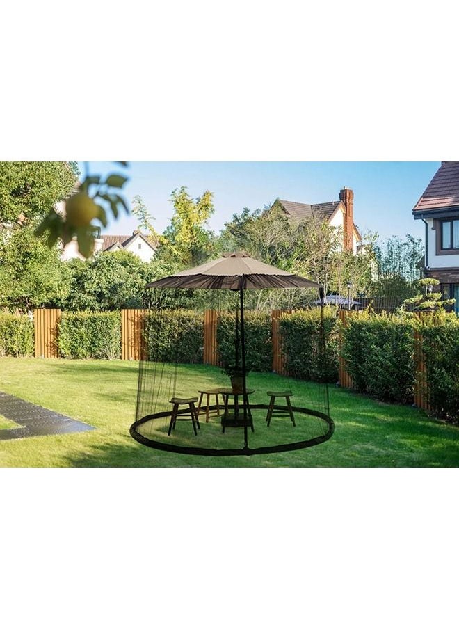 XiuWoo - Patio Umbrella Outdoor Table Bug Screen Mesh Black Mosquito Net Canopy Curtains Adjustable Enclosure Large Umbrella Hanging Tent 100% Polyester Light Weight Mosquito Netting - Image 1