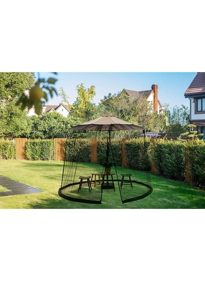 XiuWoo - Patio Umbrella Outdoor Table Bug Screen Mesh Black Mosquito Net Canopy Curtains Adjustable Enclosure Large Umbrella Hanging Tent 100% Polyester Light Weight Mosquito Netting - Image 1