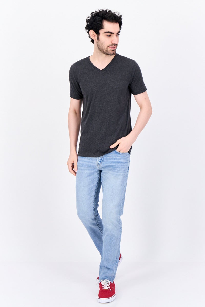 GAP Men V-Neck Heather Short Sleeves T-Shirt, Dark Charcoal - Image 3
