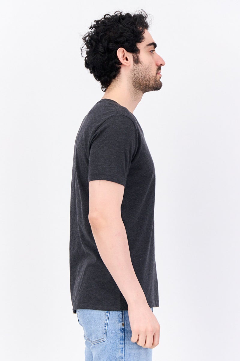 GAP Men V-Neck Heather Short Sleeves T-Shirt, Dark Charcoal - Image 4