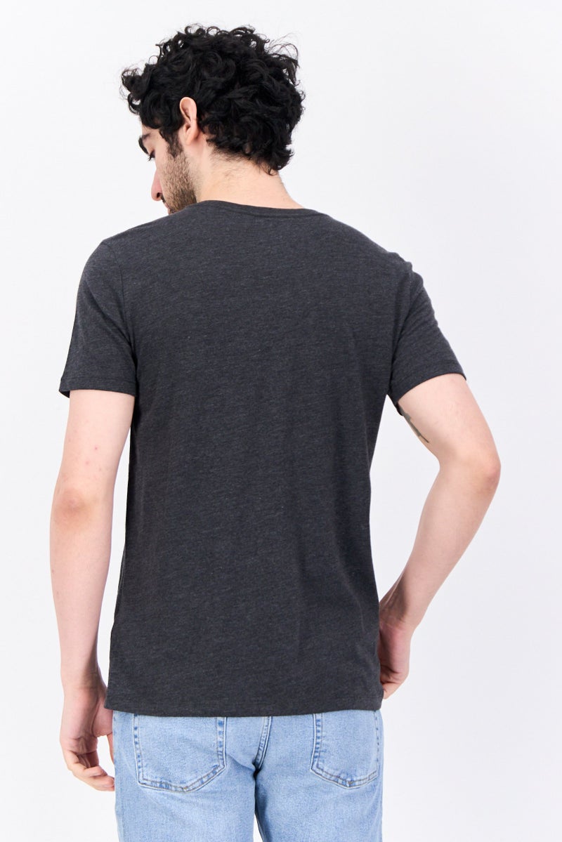GAP Men V-Neck Heather Short Sleeves T-Shirt, Dark Charcoal - Image 2
