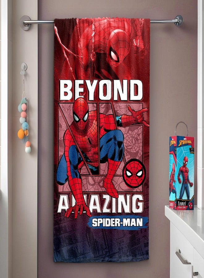 Sassoon Spiderman (Amazing) Red Cotton Kids Bath Towel with Gift Box in 400 GSM- 60 cm x 120 cm - Image 1