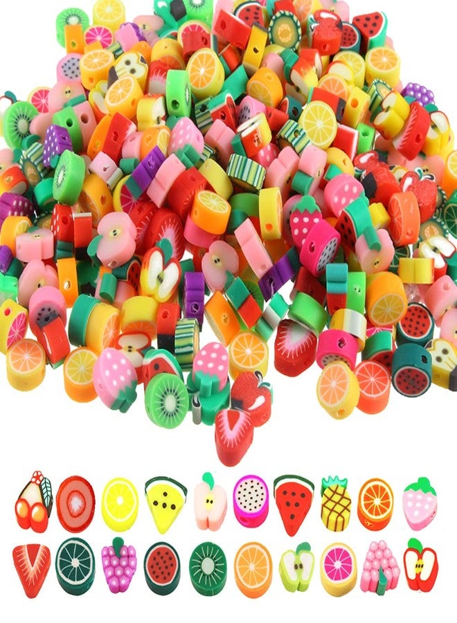 ANSGGB 200pcs Fruits Polymer Clay Spacer Beads, Mixed Fruit Charm Beads for DIY Necklace Earrings Jewelry Crafts Making - Image 1