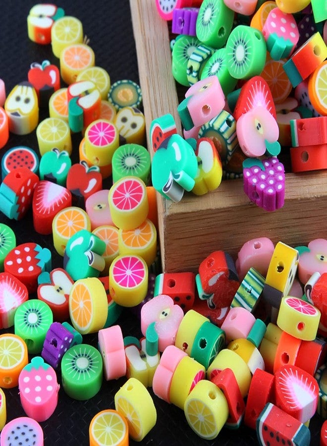 ANSGGB 200pcs Fruits Polymer Clay Spacer Beads, Mixed Fruit Charm Beads for DIY Necklace Earrings Jewelry Crafts Making - Image 2