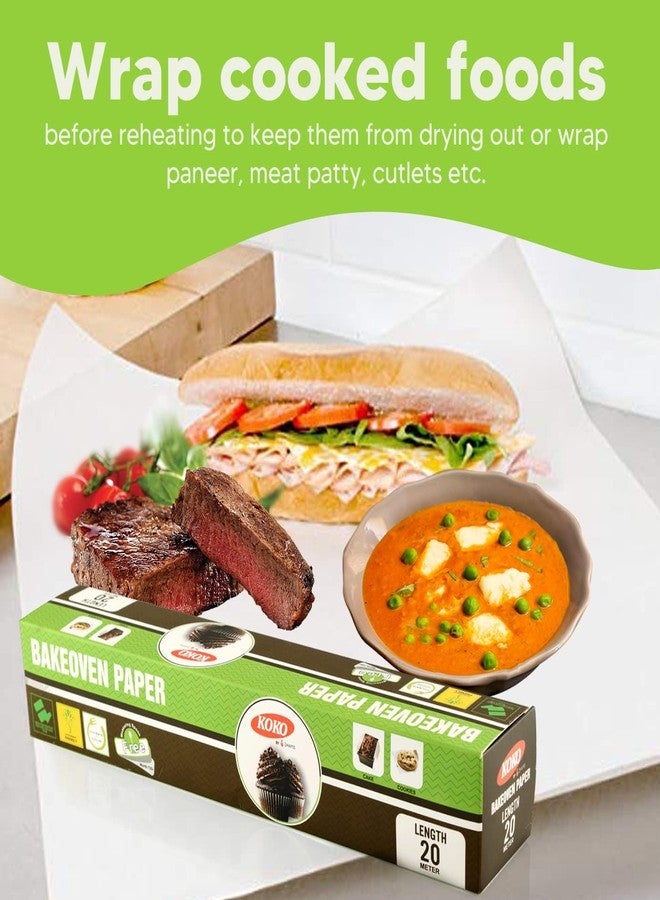 KOKO Premium Food Wrapping Paper Roll - 25 Mtr & Bakeoven Paper -20 Mtr | Oil Absorption | Keep Food Safe & Fresh | Non-Stick Butter Wrapping APER for Kitchen, Roti - Image 3