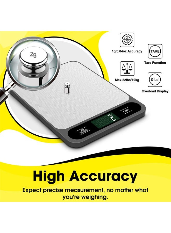 Hihonor Food Scale, 10kg/22lb Digital Kitchen Scale for Baking, Cooking, Coffee, Package, Postage, 6 Units with Tare Function, LCD Display, Easy Clean, Stainless Steel - Image 5