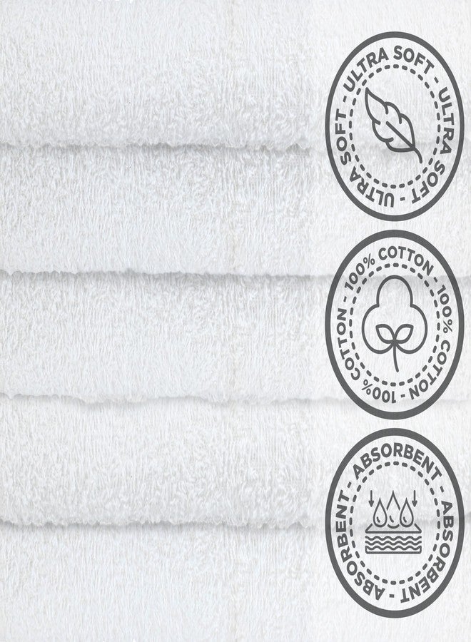 Crystal Ridge 100% Cotton Premium Wash Cloths, 12"x12", 10 Pack, Soft Feel, Absorbent Multipurpose Towels for Bathroom, Kitchen and Gym. Face & Body Washcloths, Bar Towels (10, White) - Image 4