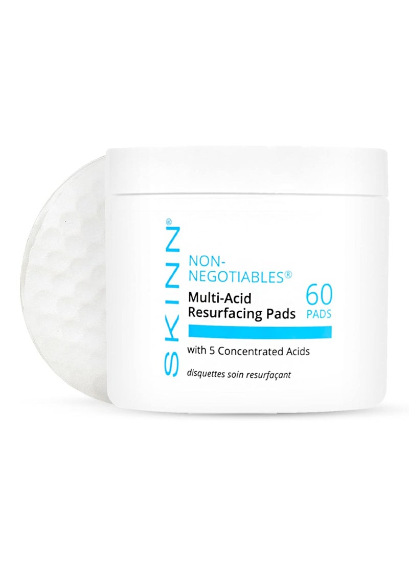 Skinn SKINN MultiAcid Resurfacing Pads with Glycolic Lactic  Salicylic Acid 60 Pads  Witch Hazel Chemical Peel for Face Neck  Decollete Exfoliates Brightens  Tones Skin for Fine Lines  Wrinkles 
