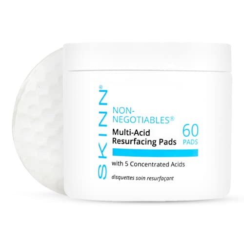 SKINN MultiAcid Resurfacing Pads with Glycolic Lactic Salicylic Acid 60 Pads Witch Hazel Chemical Peel for Face Neck Decollete Exfoliates Brightens Tones Skin for Fine Lines Wrinkles - Image 1