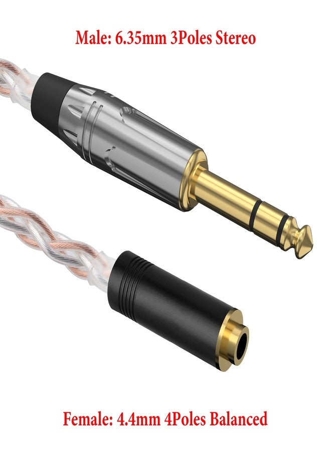 GEEKRIA 6.35mm Stereo Male to 4.4mm Balanced Female Headphones Plug Adapter, 6N OCC Copper and Silverplated Upgrade Conversion Audio Dongle Plug Cord for Hi-Resolution, HiFi Headset (0.6ft) - Image 2