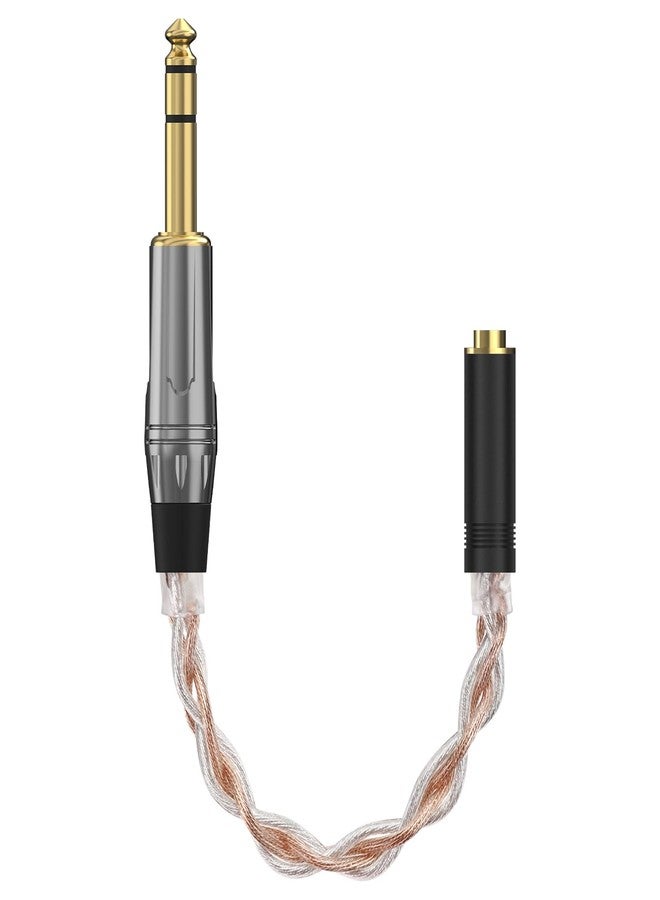 GEEKRIA 6.35mm Stereo Male to 4.4mm Balanced Female Headphones Plug Adapter, 6N OCC Copper and Silverplated Upgrade Conversion Audio Dongle Plug Cord for Hi-Resolution, HiFi Headset (0.6ft) - Image 1