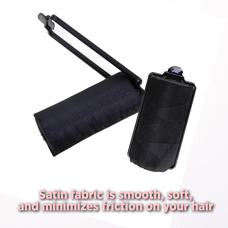 DONNA Silky Satin Foam Rollers 1.25"(D) 6PCS XL Hair Styling Heatless Curlers and Clips for Hairdressing BLACK - Image 3