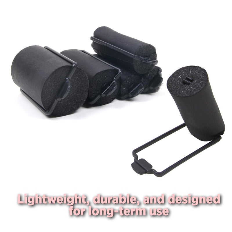 DONNA Silky Satin Foam Rollers 1.25"(D) 6PCS XL Hair Styling Heatless Curlers and Clips for Hairdressing BLACK - Image 4