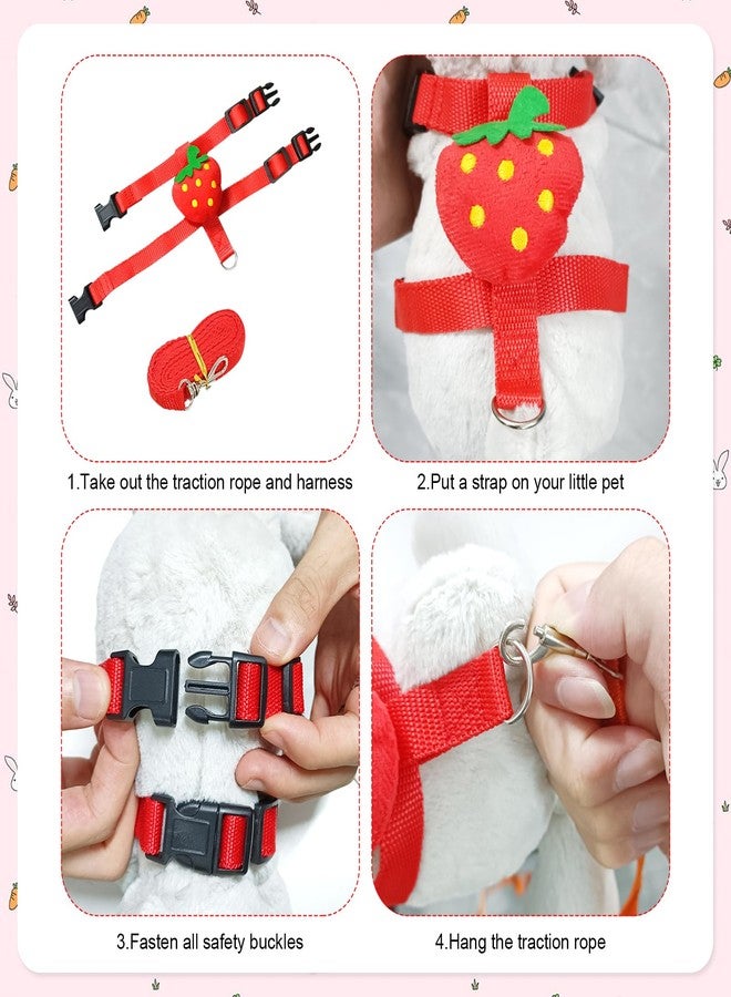Xloey Bunny Harness and Leash for Rabbits,2 Pack Adjustable Bunny Harness,Cute Vest Harness and Leash Set, for Rabbit,Kitten, Puppy, Pig and Small Pet Animals - Image 3