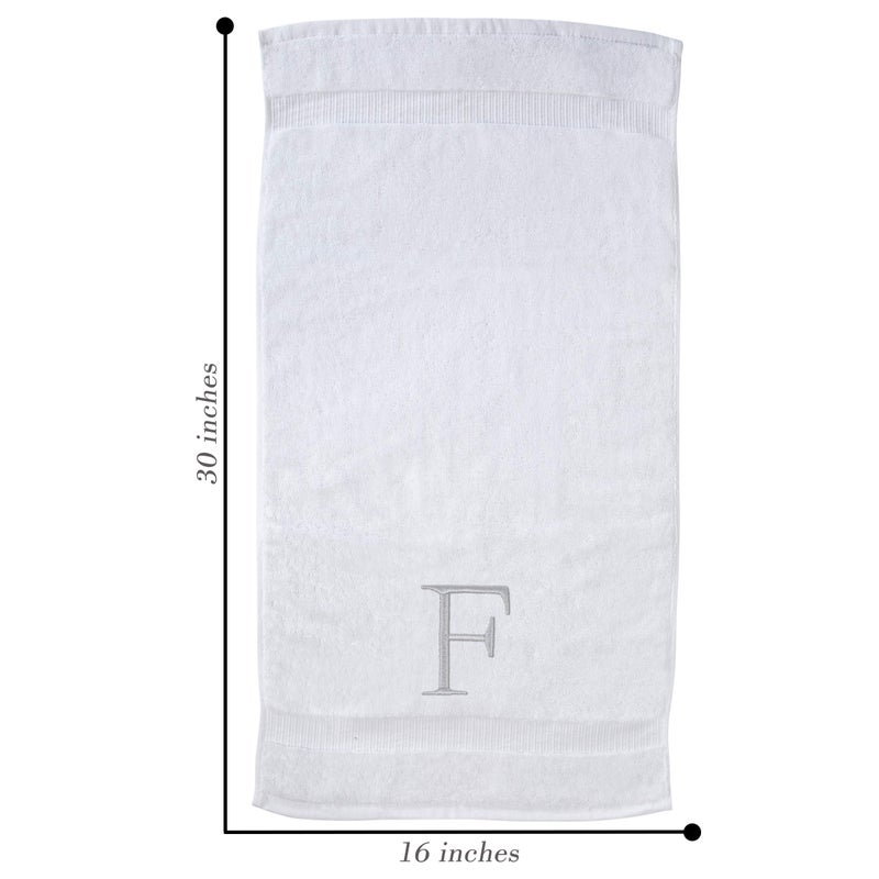 Decorvo Monogrammed Hand Towels for Bathroom - Luxury Hotel Quality Personalized Initial Decorative Embroidered Bath Towel for Powder Room  Spa - GOTS Organic Certified - Set of 2 Letter F  - Image 3