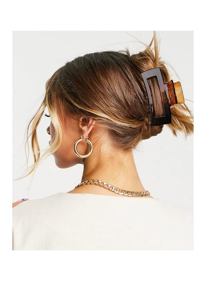 ORiTi مشابك مخلب الشعر 4 قطع، مشابك شعر للشعر السميك، مشابك فك مستطيلة من الأكريليك، مشابك شعر كبيرة هدايا للنساء والفتيات - Image 5